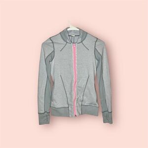 Ivivva by Lululemon Gray Track Jacket with Pink Zipper, Size 10
